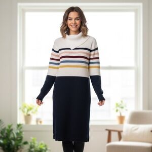 Barbour Sz 6 Knit Cotton Nautical Navy Striped Sweater Dress